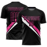 Black Pink-White Diagonal Lines Sublimation Soccer Uniform