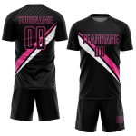 Black Pink-White Diagonal Lines Sublimation Soccer Uniform - Image 2