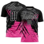 Black Pink-L ight Blue Sublimation Soccer Uniform