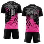 Black Pink-L ight Blue Sublimation Soccer Uniform - Image 2