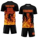 Black Red-Gold Flame Sublimation Soccer Uniform - Image 2