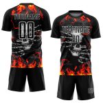 Black Red-Gold Skull Flame Sublimation Soccer Uniform - Image 2
