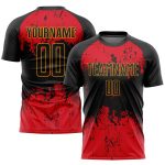 Black Red-Gold Sublimation Soccer Uniform