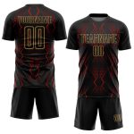 Black Red-Old Gold Geometric Shapes Sublima Soccer Uniform - Image 3
