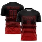 Black Red Pinstripe Fade Fashion Sublimatio Soccer Uniform