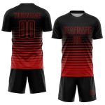 Black Red Pinstripe Fade Fashion Sublimatio Soccer Uniform - Image 2