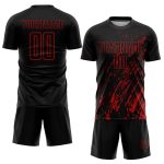 Black Red Sublimation Soccer Uniform - Image 2