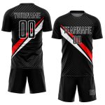 Black Red-White Diagonal Lines Sublimation Soccer Uniform - Image 2