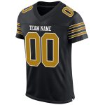 Custom Black & Old Gold Mesh Authentic Football Jersey - Image 2