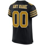 Custom Black & Old Gold Mesh Authentic Football Jersey - Image 3