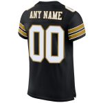 Custom Black & White Mesh Authentic Football Jersey with Gold Trim - Image 3