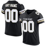 Custom Black, White, & Vegas Gold Mesh Authentic Football Jersey