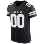 Custom Black, White, & Vegas Gold Mesh Authentic Football Jersey - Image 2