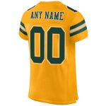 Custom Gold & Dark Green Mesh Authentic Football Jersey - Image 3