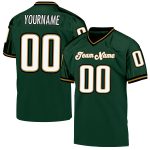 Custom Dark Green, White & Old Gold Throwback Football Jersey