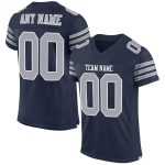 Custom Navy Blue & Gray Mesh Authentic Football Jersey