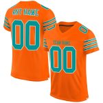 Custom Orange & Aqua Mesh Authentic Football Jersey