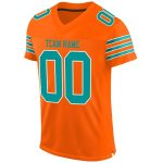 Custom Orange & Aqua Mesh Authentic Football Jersey - Image 2