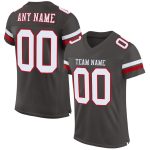 Custom Pewter & Red Mesh Authentic Football Jersey