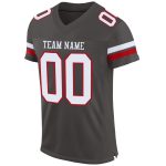 Custom Pewter & Red Mesh Authentic Football Jersey - Image 2