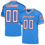 Custom Powder Blue & Red Mesh Throwback Football Jersey