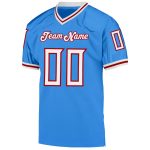 Custom Powder Blue & Red Mesh Throwback Football Jersey - Image 2