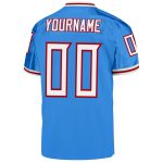 Custom Powder Blue & Red Mesh Throwback Football Jersey - Image 3